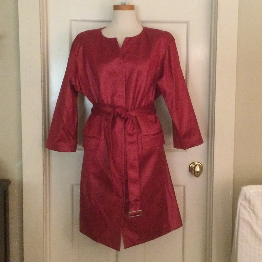 NWOT! Worth Ruby Iridescent Sateen Sashed Coat